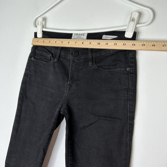 Frame Le Skinny De Jeanne Jeans Womens Size 26 Black Raw Hems - Picture 4 of 10